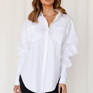 LIONESS white carrie shirt dress